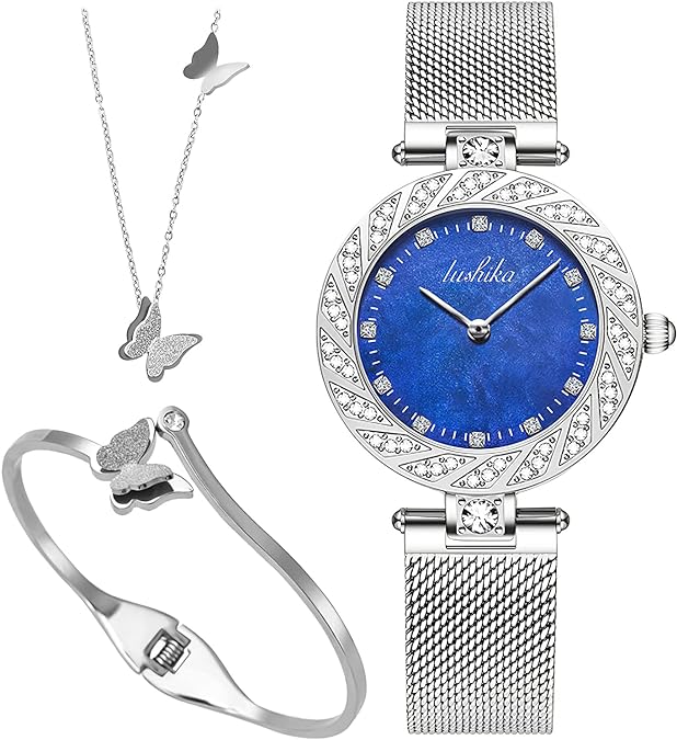 ONE:  Luxury Elegant Watch and Bracelet Set for Women:  Rhinestone with Bangles Starry Sky