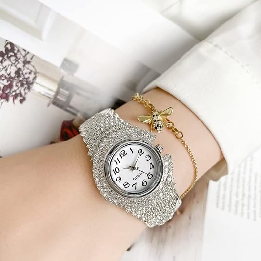 2 Luxury Elegant Watches Jewelry Set: Two Watches,