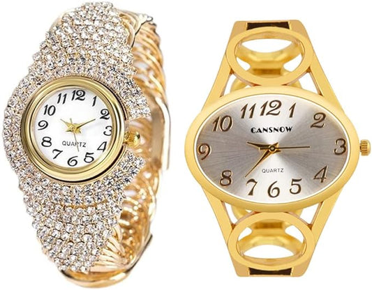 2 Luxury Elegant Watches Jewelry Set: Two Watches,