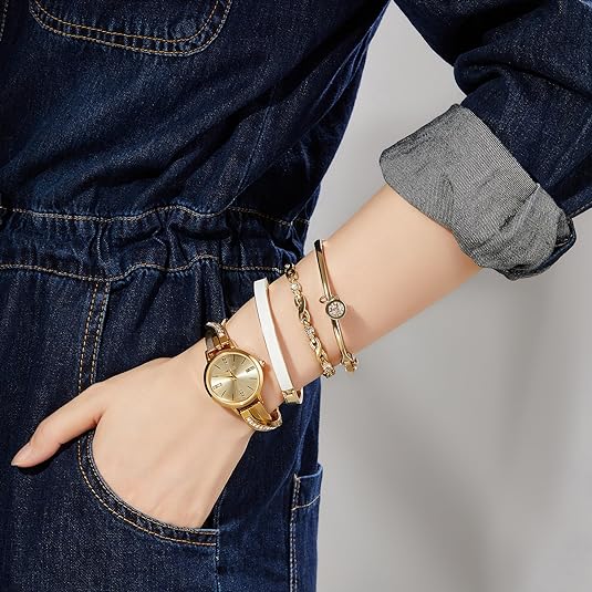 ONE:  Luxury Elegant Watch and Bracelet Set for Women:  Rhinestone with Bangles Starry Sky