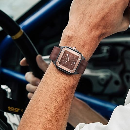 ONE: Luxury Wrist Watch Minimalist Men Square Dial Business Style Leather Strap Quartz Analog