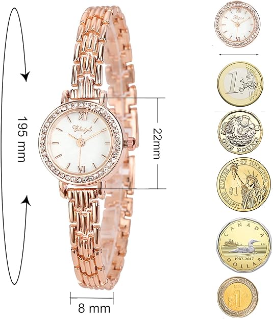 ONE:  Luxury Elegant Watch and Bracelet Set for Women:  Rhinestone with Bangles