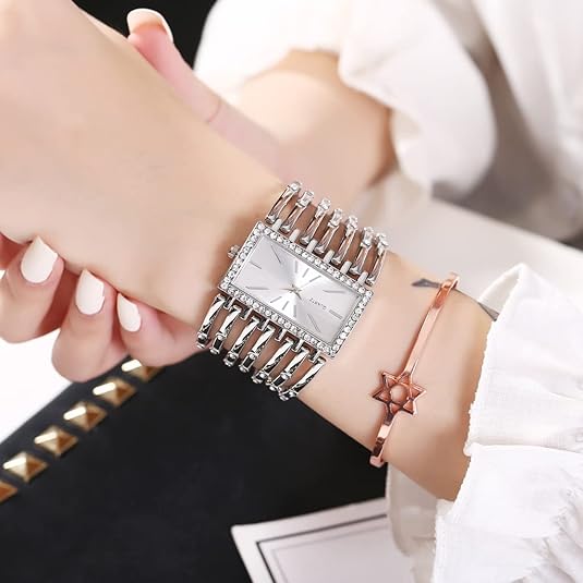 ONE:  Luxury Cuff Bracelet Watch for Women  Rectangular Dial Analog Quartz Wrist Watch
