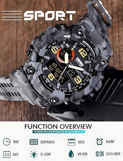 ONE: Men's Watches Multi Function Military S-Shock Sports Watch LED Digital Waterproof