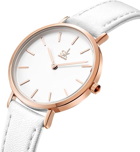 ONE:  Ultra Thin Minimalist Women Watches Simple Two Hands Ladies Dress Watch Leather Strap