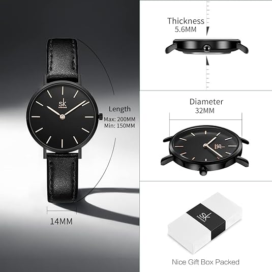 ONE:  Ultra Thin Minimalist Women Watches Simple Two Hands Ladies Dress Watch Leather Strap