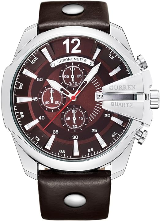 ONE:  Men's Watch Luxury Fashion Leather Strap Outdoor Casual Sport Wristwatch with Big Dial