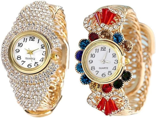 2 Luxury Elegant Watches Jewelry Set: Two Watches,