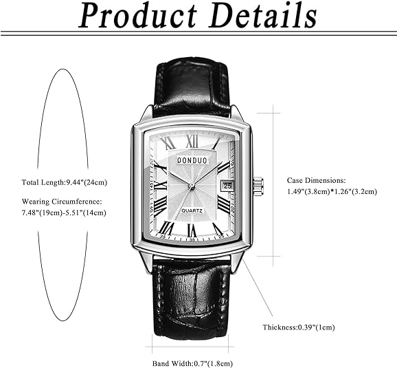 0NE: Luxury Wrist Watch Minimalist Men Square Dial Business Style Leather Strap Quartz Analog