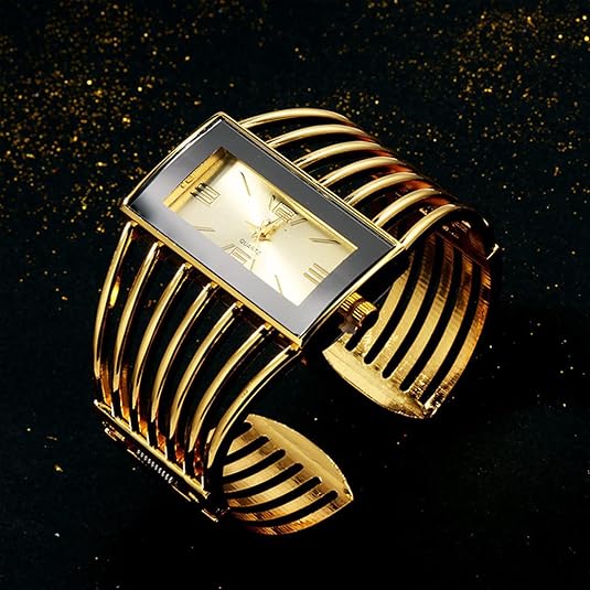 ONE:  Luxury Cuff Bracelet Watch for Women  Rectangular Dial Analog Quartz Wrist Watch