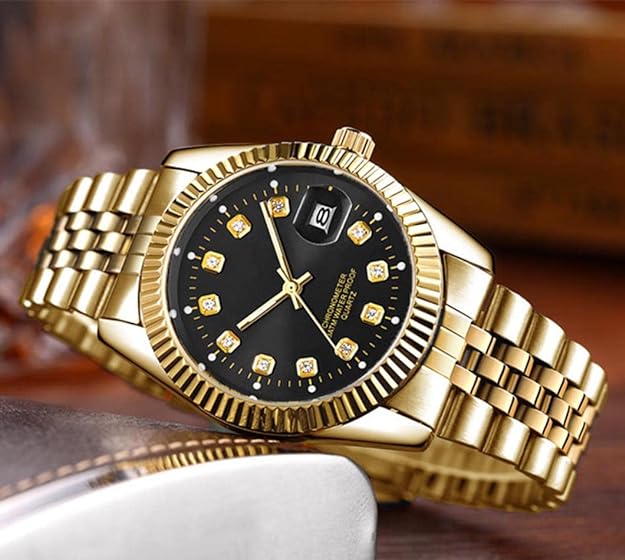 Luxury Watch Stainless Steel Wrist Watch Waterproof Big Face Analog Quartz