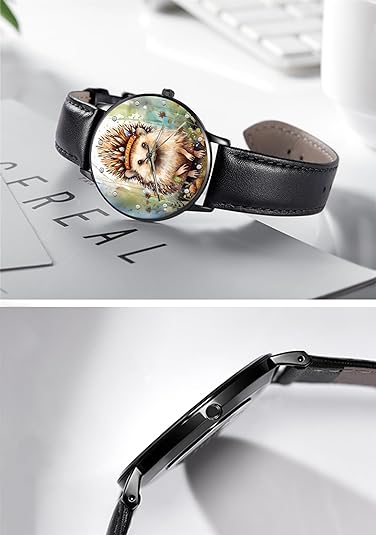 ONE: Wrist Watch for Men and Women Color: Hedgehog on forest