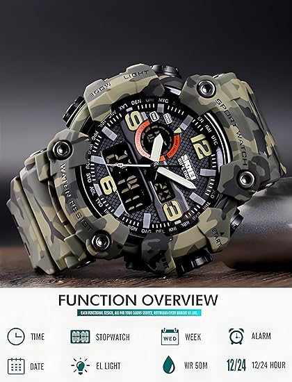 ONE: Men's Watches Multi Function Military S-Shock Sports Watch LED Digital Waterproof