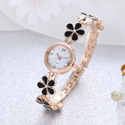 ONE:  Luxury Elegant Watch and Bracelet Set for Women:  Rhinestone with Bangles