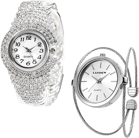 2 Luxury Elegant Watches Jewelry Set: Two Watches,