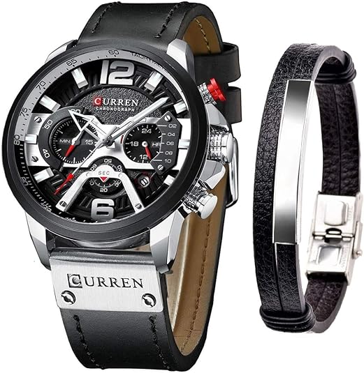 ONE:  Men's Watch Luxury Fashion Leather Strap Outdoor Casual Sport Wristwatch with Big Dial