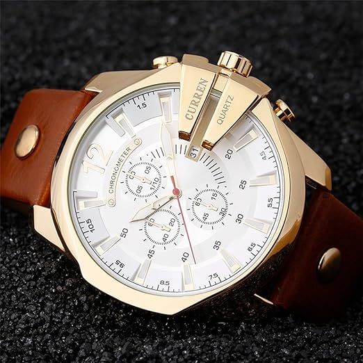 ONE:  Men's Watch Luxury Fashion Leather Strap Outdoor Casual Sport Wristwatch with Big Dial