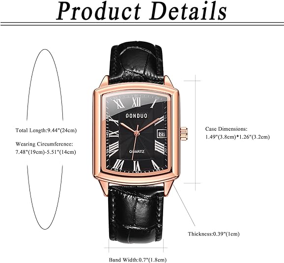 0NE: Luxury Wrist Watch Minimalist Men Square Dial Business Style Leather Strap Quartz Analog