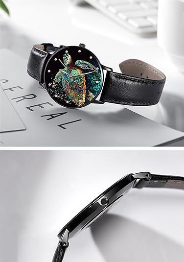 ONE: Wrist Watch for Men and Women Color: Turtle Mosaic Style Illustrations