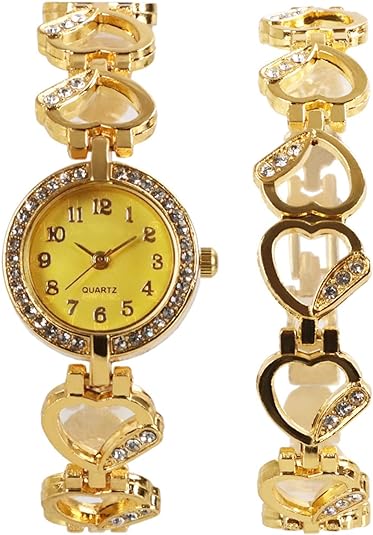 ONE:  Luxury Elegant Watch and Bracelet Set for Women:  Rhinestone with Bangles