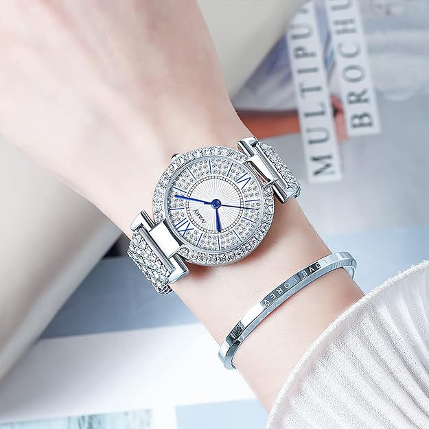 ONE:  Luxury Elegant Watch and Bracelet Set for Women:  Rhinestone with Bangles Starry Sky