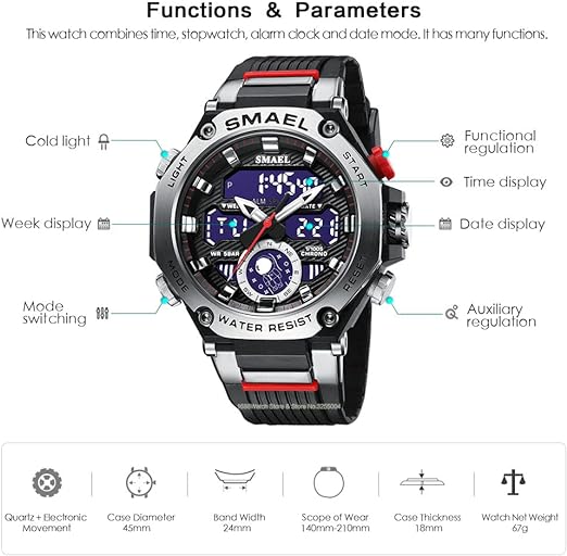 ONE: Men's Watches Multi Function Military S-Shock Sports Watch LED Digital Waterproof