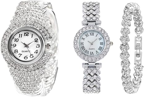 2 Luxury Elegant Watches Jewelry Set: Two Watches,