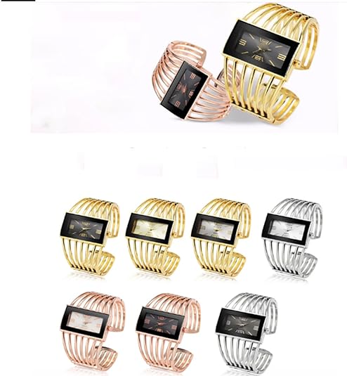 ONE:  Luxury Cuff Bracelet Watch for Women  Rectangular Dial Analog Quartz Wrist Watch