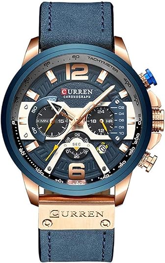 ONE:  Men's Watch Luxury Fashion Leather Strap Outdoor Casual Sport Wristwatch with Big Dial