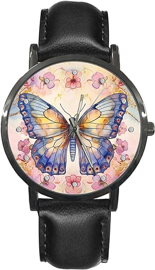 ONE:  Wrist Watches for Men and Women   Color: Butterfly on floral background