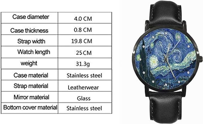 ONE:  Wrist Watches for Men and Women Color: Van Gogh Starry Night