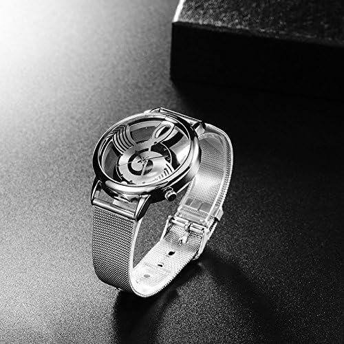 ONE: Unique Watch Musical Note Hollow Stainless Steel Mesh Strap Quartz Unisex Fashion Wrist Watch