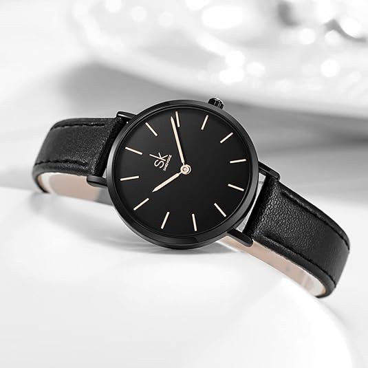 ONE:  Ultra Thin Minimalist Women Watches Simple Two Hands Ladies Dress Watch Leather Strap
