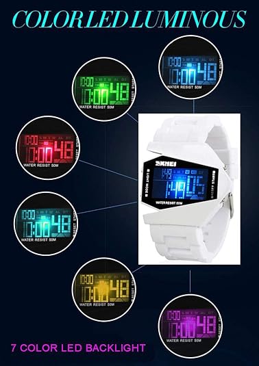 ONE: Unique Watch: Airplane Shaped LED Light Waterproof Watch Military Stealth Fighter Cool