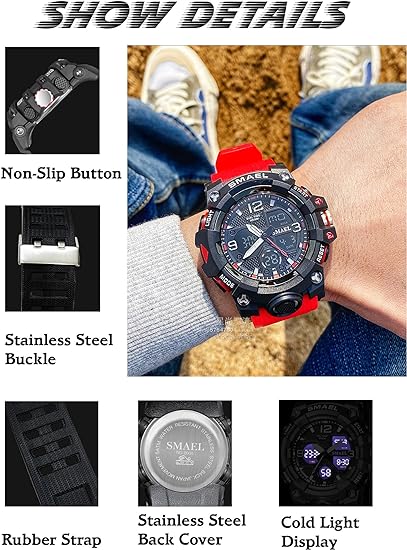 ONE: Men's Watches Multi Function Military S-Shock Sports Watch LED Digital Waterproof