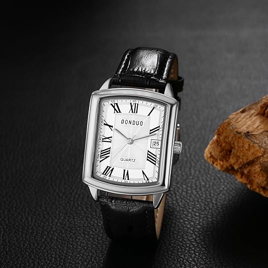 0NE: Luxury Wrist Watch Minimalist Men Square Dial Business Style Leather Strap Quartz Analog