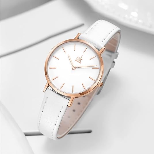 ONE:  Ultra Thin Minimalist Women Watches Simple Two Hands Ladies Dress Watch Leather Strap