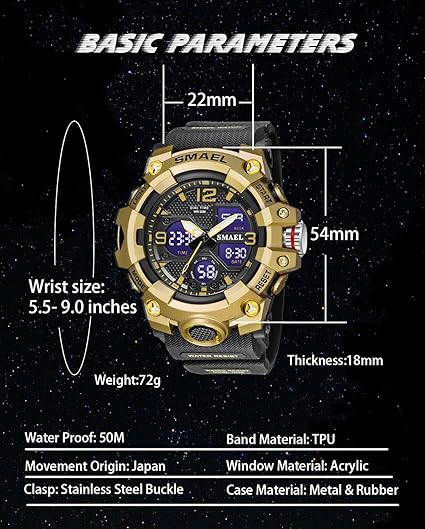 ONE: Men's Watches Multi Function Military S-Shock Sports Watch LED Digital Waterproof