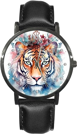 ONE:  Wrist Watches for Men and Women Color: Tiger background