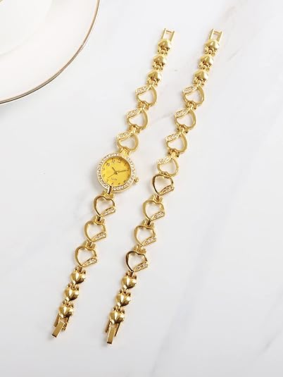 ONE:  Luxury Elegant Watch and Bracelet Set for Women:  Rhinestone with Bangles