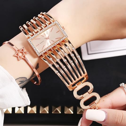 ONE:  Luxury Cuff Bracelet Watch for Women  Rectangular Dial Analog Quartz Wrist Watch