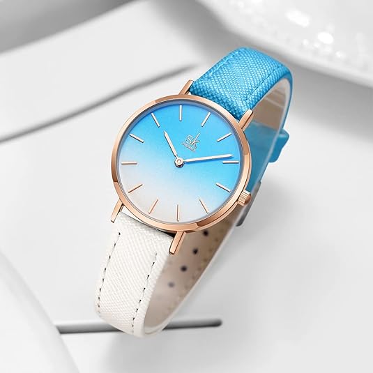 ONE:  Ultra Thin Minimalist Women Watches Simple Two Hands Ladies Dress Watch Leather Strap