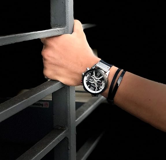 ONE:  Men's Watch Luxury Fashion Leather Strap Outdoor Casual Sport Wristwatch with Big Dial