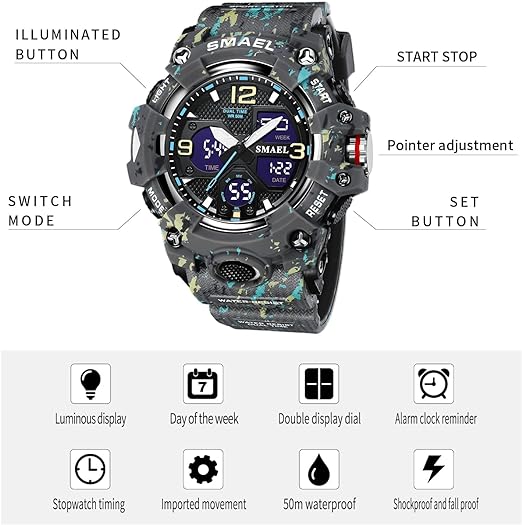 ONE: Men's Watches Multi Function Military S-Shock Sports Watch LED Digital Waterproof