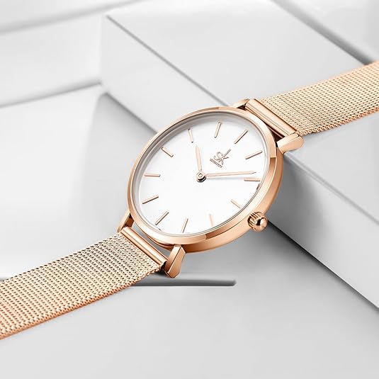 ONE:  Ultra Thin Minimalist Women Watches Simple Two Hands Ladies Dress Watch Leather Strap