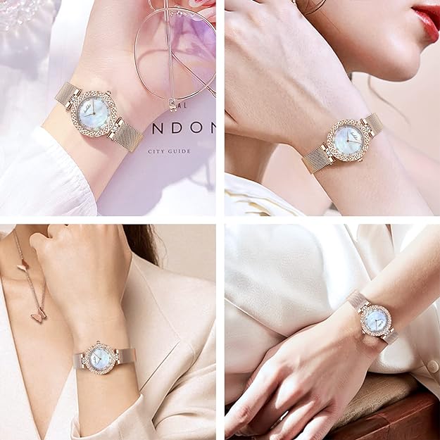 ONE:  Luxury Elegant Watch and Bracelet Set for Women:  Rhinestone with Bangles Starry Sky