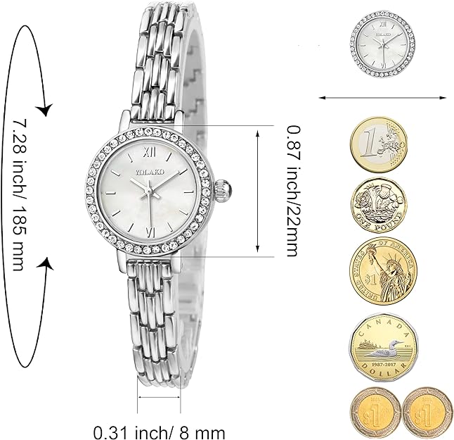 ONE:  Luxury Elegant Watch and Bracelet Set for Women:  Rhinestone with Bangles