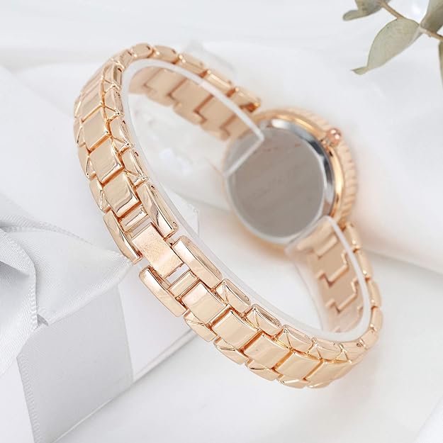 ONE:  Luxury Elegant Watch and Bracelet Set for Women:  Rhinestone with Bangles