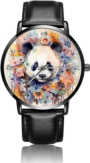 ONE: Wrist Watch for Men and Women Color: Panda on floral