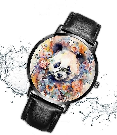 ONE: Wrist Watch for Men and Women Color: Panda on floral